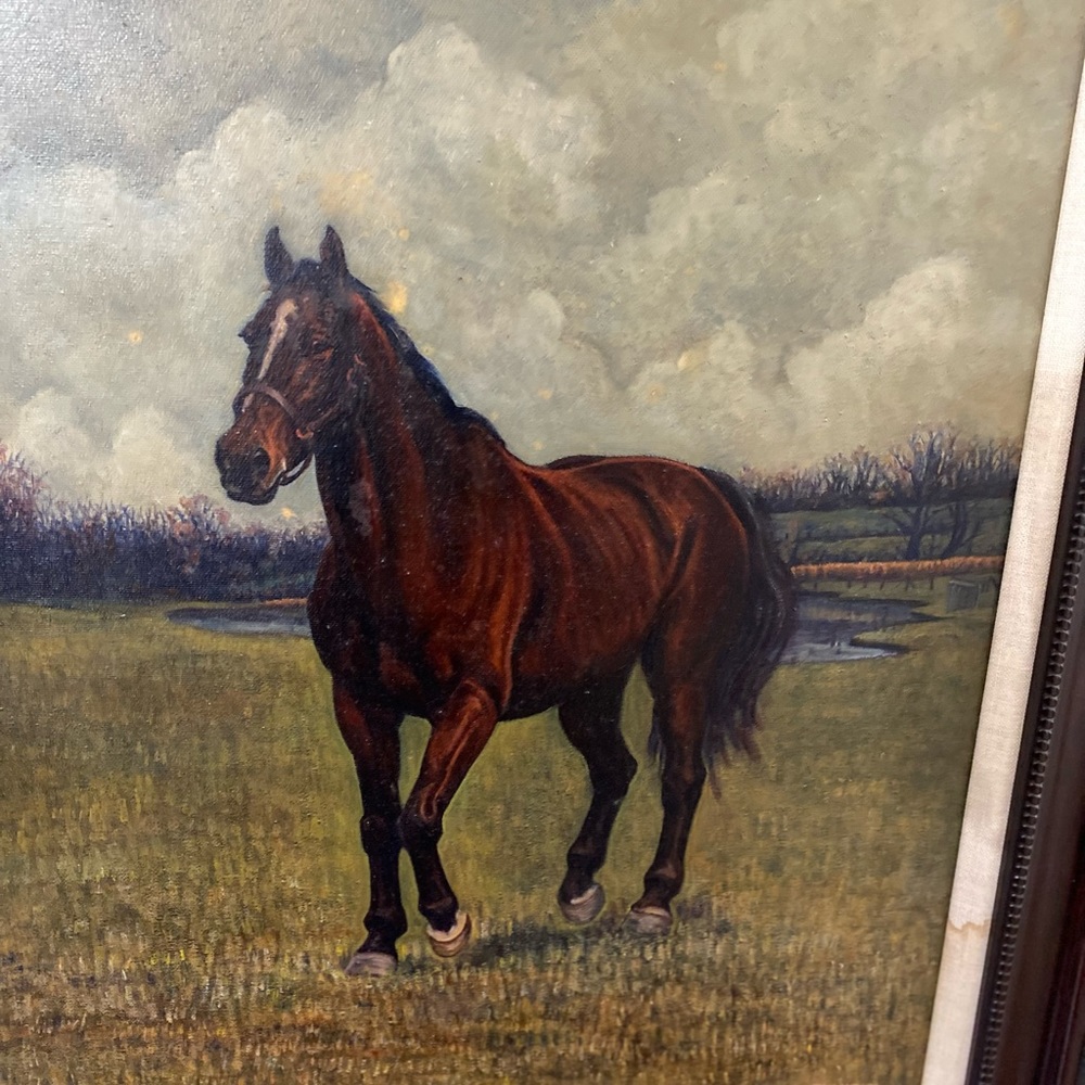 Hand Painted Art Antique Oil Painting Portrait horse on canvas - Picture 11 of 13